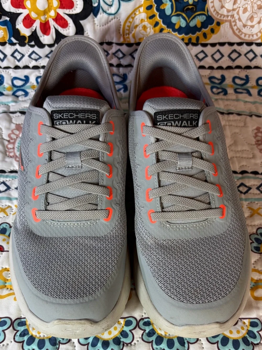 Skechers Gray Sneaker with Bright Orange Lining
